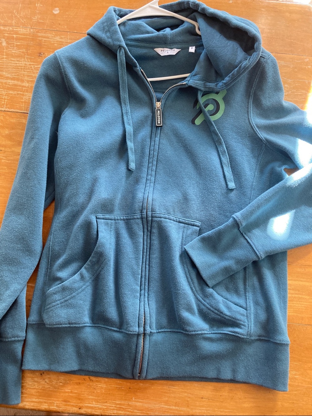 Peloton Digi Bloom Lightweight Teal Full Zip Hoodie Medium Woman’s